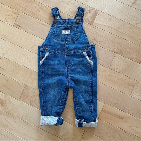 OshKosh B'gosh Other - Denim Overalls with floral cuffs